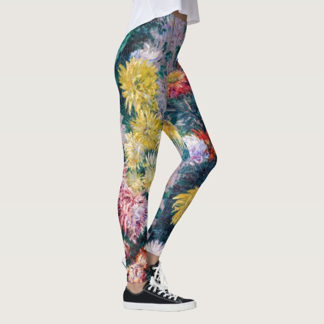 Caillebotte - White and Yellow Chrysanthemums Leggings (Right)