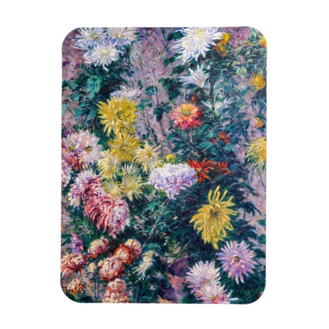 Caillebotte - White and Yellow Chrysanthemums Magnet (Vertical)