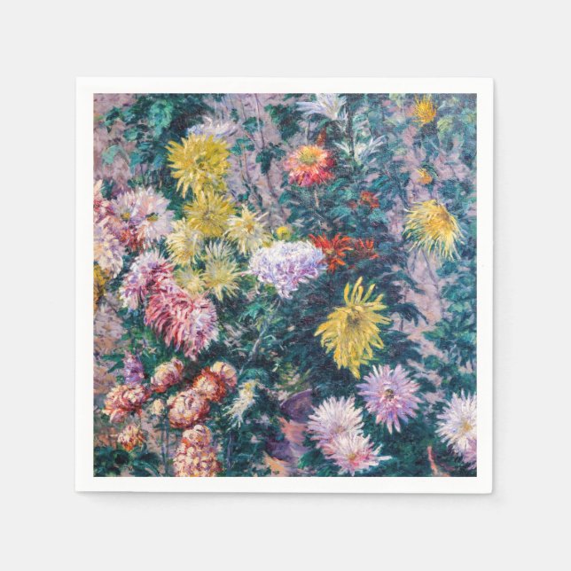 Caillebotte - White and Yellow Chrysanthemums Napkin (Front)