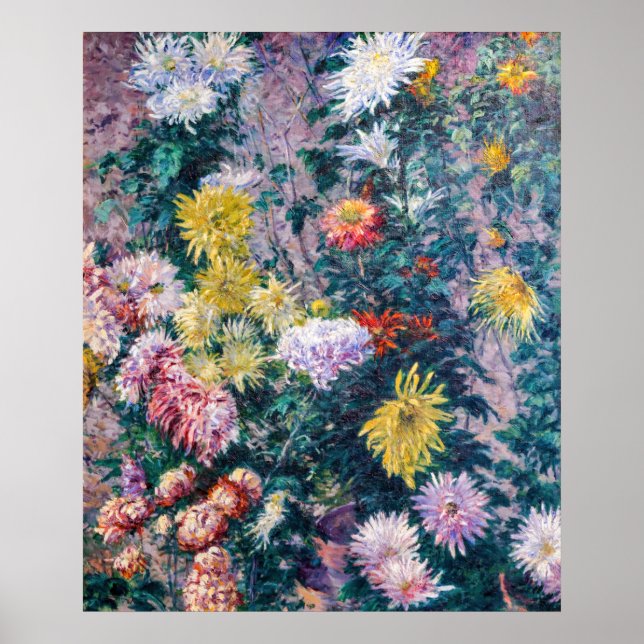 Caillebotte - White and Yellow Chrysanthemums Poster (Front)