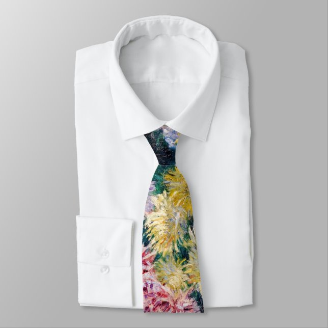 Caillebotte - White and Yellow Chrysanthemums Tie (Tied)
