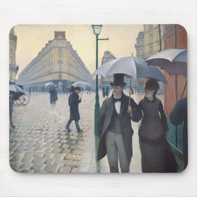 Caillebotte's Rue de Paris, temps de pluie Mouse Pad (Front)