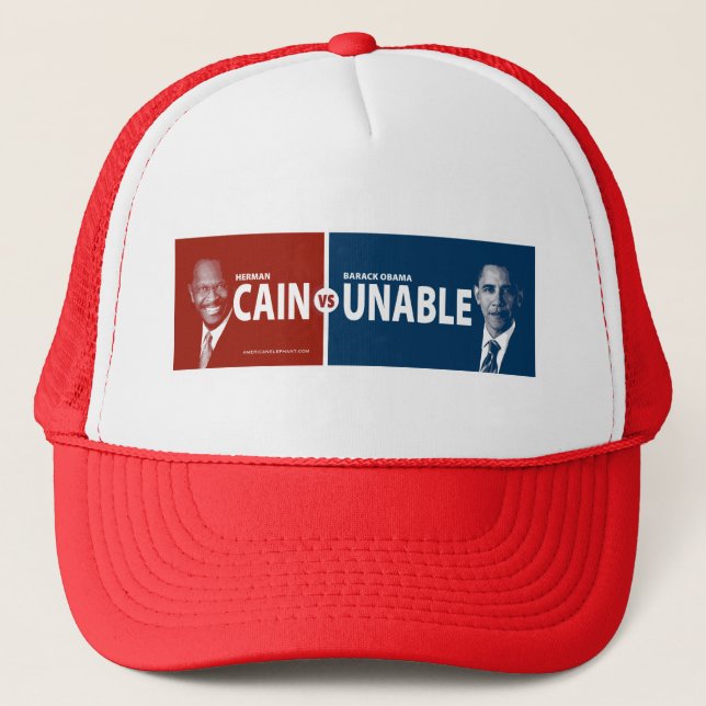 CAIN vs UNABLE Herman Cain 2012 Trucker Hat (Front)