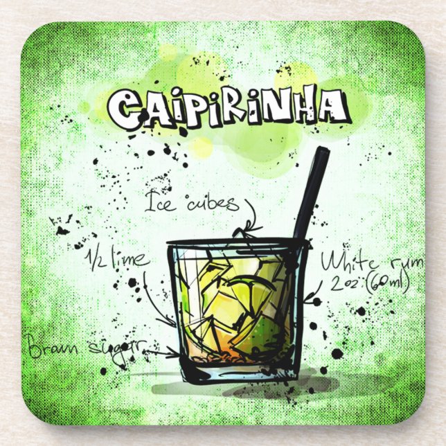 Caipirinha Drink Recipe Coaster (Front)
