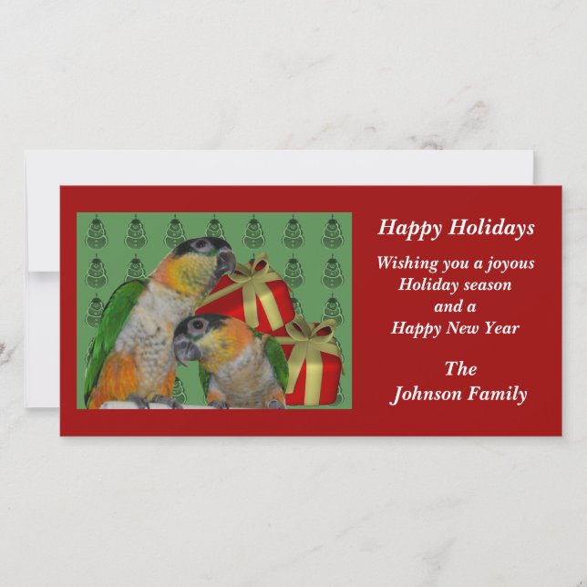 Caique Parrots Animal Christmas Holiday Card (Front)