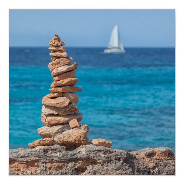 Cairn at the Mediterranean sea Poster (Front)