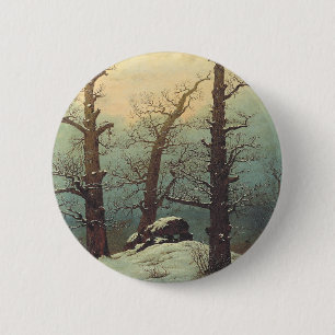 Cairn in Snow by Caspar David Friedrich 6 Cm Round Badge