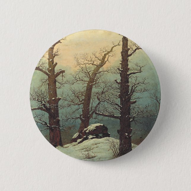 Cairn in Snow by Caspar David Friedrich 6 Cm Round Badge (Front)