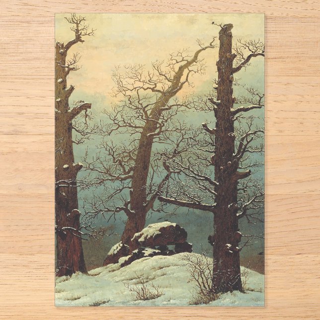 Cairn in Snow by Caspar David Friedrich Acrylic Invitations (Front)