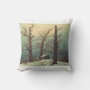 Cairn in Snow by Caspar David Friedrich Cushion