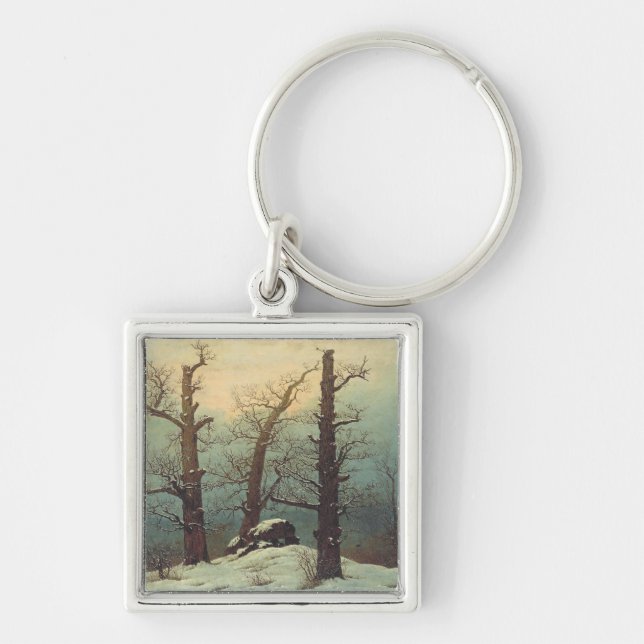 Cairn in Snow by Caspar David Friedrich Key Ring (Front)