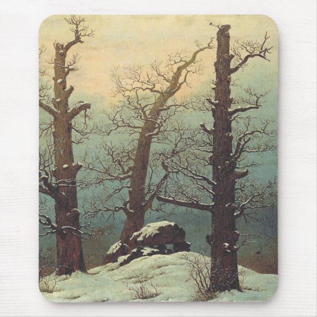 Cairn in Snow by Caspar David Friedrich Mouse Pad (Front)