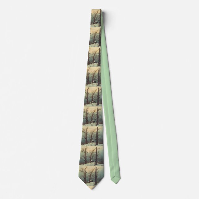 Cairn in Snow by Caspar David Friedrich Tie (Front)