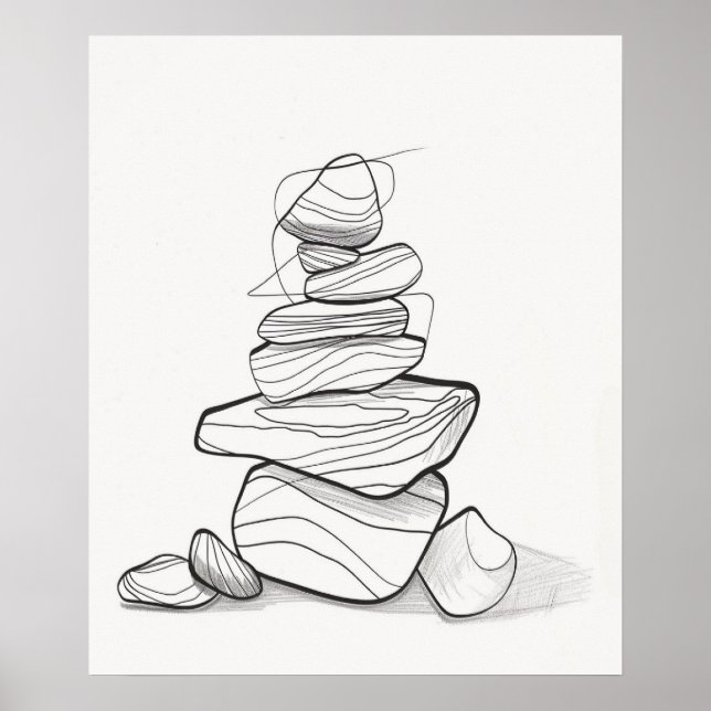 Cairn Rock pile minimalist line art II Poster (Front)