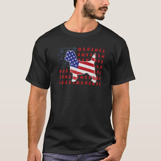 Cairn Terrier American Flag 4th Of July  For Men W T-Shirt (Front)
