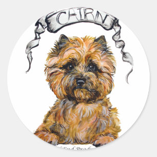 Cairn Terrier Banner Classic Round Sticker
