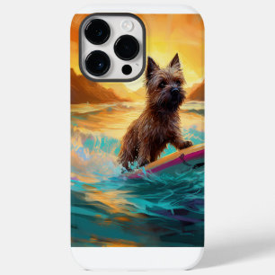 Cairn Terrier Beach Surfing Painting iPhone 14 Pro Max Case