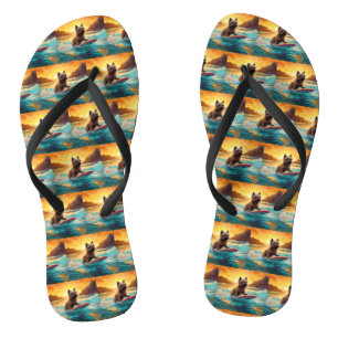 Cairn Terrier Beach Surfing Painting Jandals
