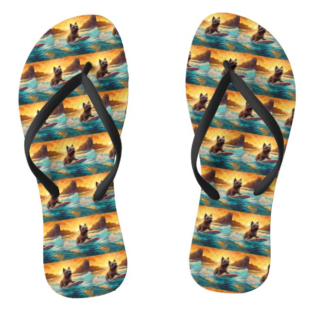 Cairn Terrier Beach Surfing Painting Jandals (Footbed)