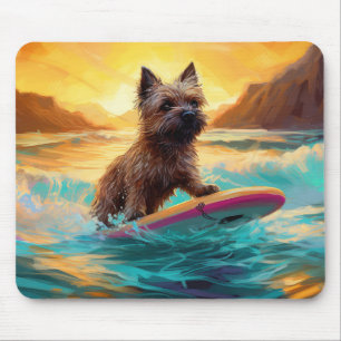 Cairn Terrier Beach Surfing Painting Mouse Pad
