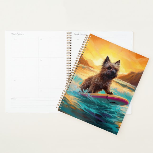 Cairn Terrier Beach Surfing Painting Planner (Display)