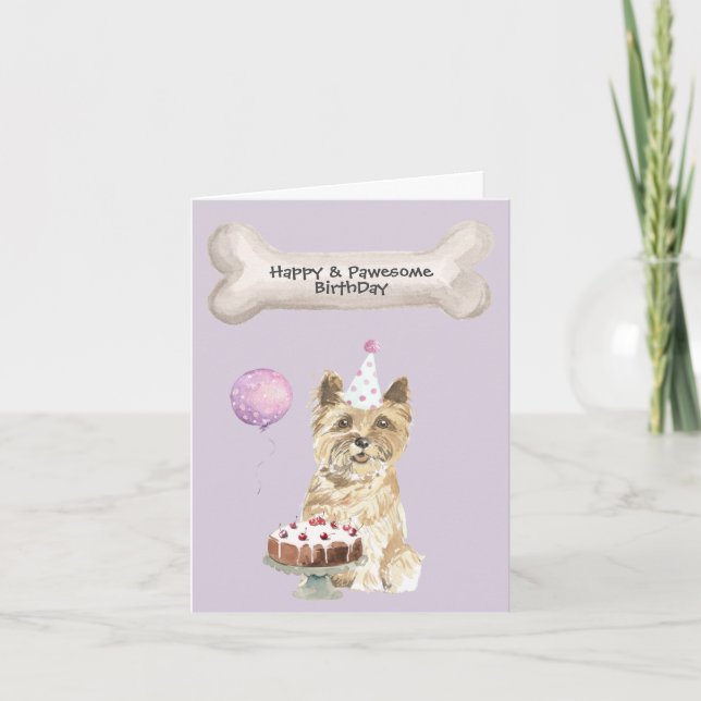 Cairn Terrier Birthday Holiday Card (Front)