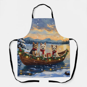 Cairn Terrier Christmas Boat Holiday Apron