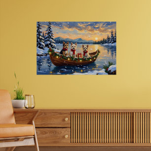 Cairn Terrier Christmas Boat Holiday Poster