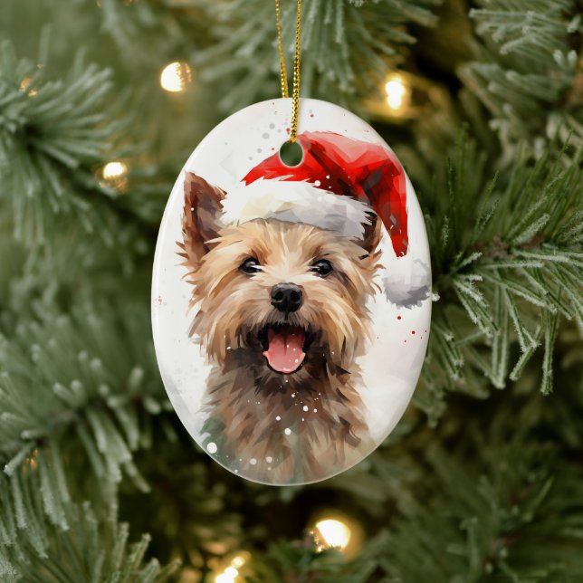 Cairn Terrier Christmas brush painting artwork Ceramic Tree Decoration (Tree)
