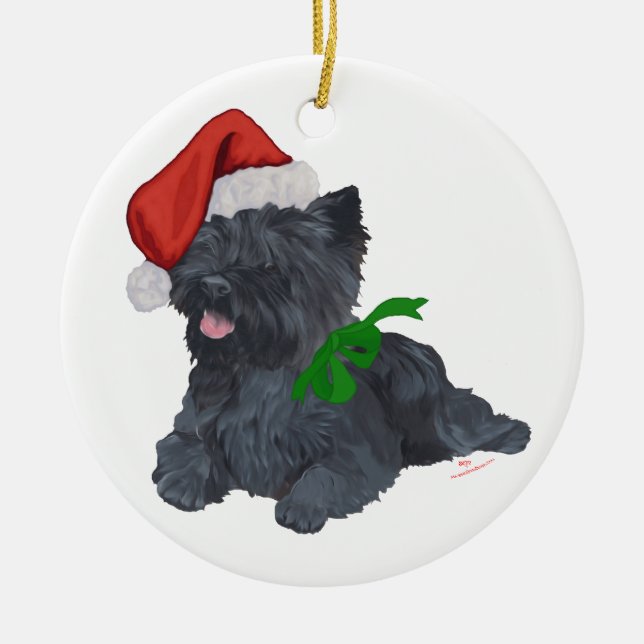 Cairn Terrier Christmas Ceramic Tree Decoration (Front)