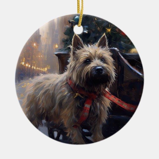 Cairn Terrier Christmas Festive Season  Ceramic Tree Decoration (Front)