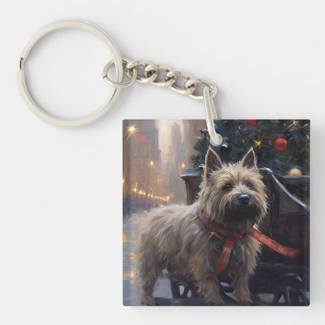 Cairn Terrier Christmas Festive Season  Key Ring (Front)