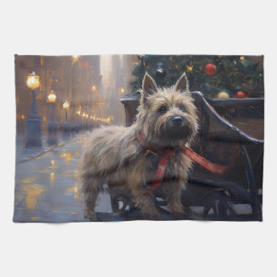 Cairn Terrier Christmas Festive Season Tea Towel