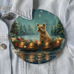 Cairn Terrier Christmas Festive Voyage 6 Cm Round Badge