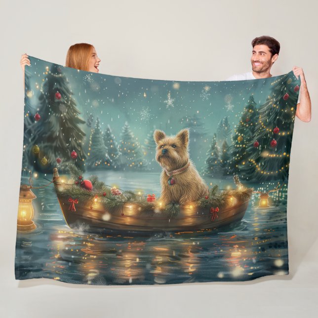 Cairn Terrier Christmas Festive Voyage Fleece Blanket (In Situ)