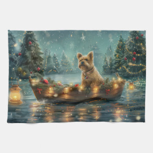 Cairn Terrier Christmas Festive Voyage Tea Towel
