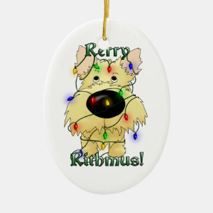 Cairn Terrier - Christmas Lights Ceramic Tree Decoration