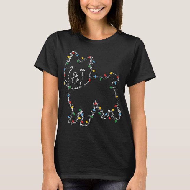 Cairn Terrier Christmas Lights Dog Lover Ugly Swea T-Shirt (Front)