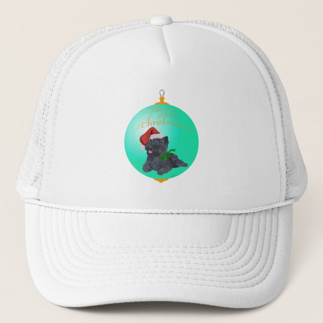 Cairn Terrier Christmas Ornaments Trucker Hat (Front)