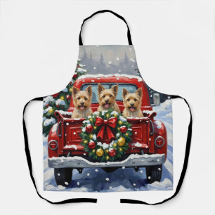 Cairn Terrier Christmas Red Truck Holiday Apron