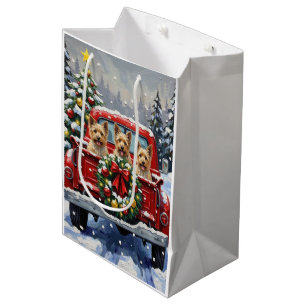 Cairn Terrier Christmas Red Truck Holiday Medium Gift Bag