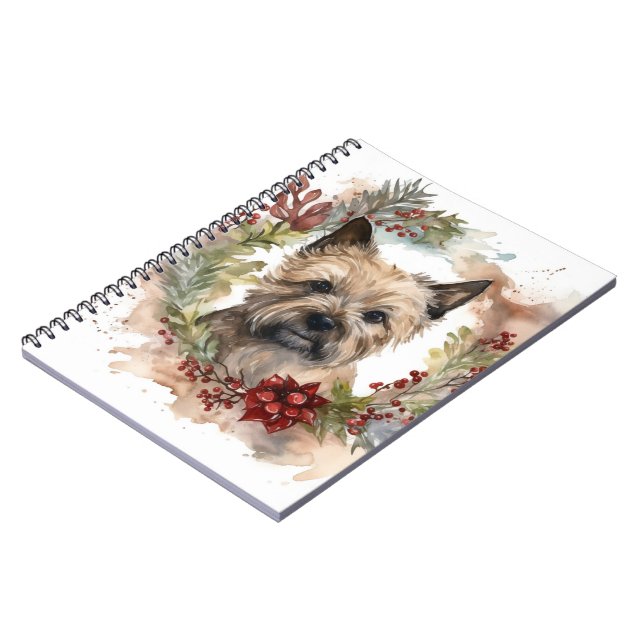 Cairn Terrier Christmas Wreath Festive Pup Notebook (Left Side)