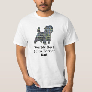 Cairn Terrier Dad Dog Silhouette Yellow & Blue T-Shirt