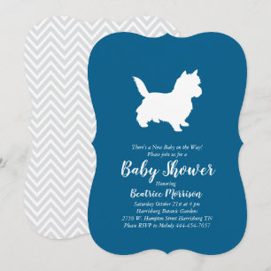 Cairn Terrier Dog Baby Shower Blue Boy Invitation