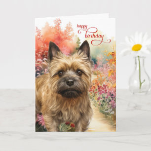 Cairn Terrier Dog Birthday Wishes Garden Path Card