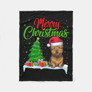 Cairn Terrier Dog Christmas Tree Lights Funny Xmas Fleece Blanket