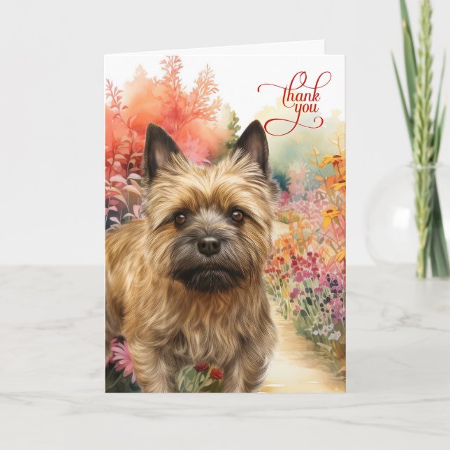 Cairn Terrier Dog Colorful Garden Path Thank You Card (Front)