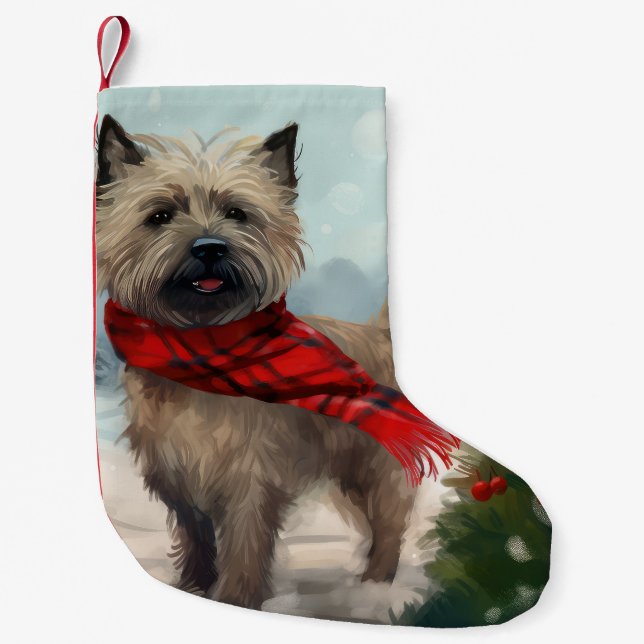 Cairn Terrier Dog in Snow Christmas Small Christmas Stocking (Front)