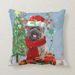Cairn Terrier Dog in Snow with Christmas Gifts Cushion