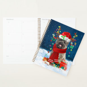 Cairn Terrier Dog in Snow with Christmas Gifts Planner